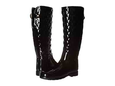 HUNTER REFINED GLOSS QUILT（BLK） Amazon.com | Hunter Refined Gloss Quilt Tall Rain Boots
